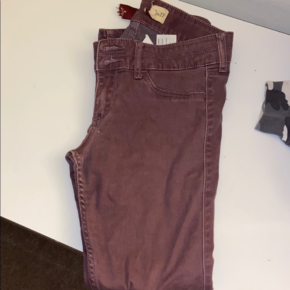 Purple Hollister skinny jeans